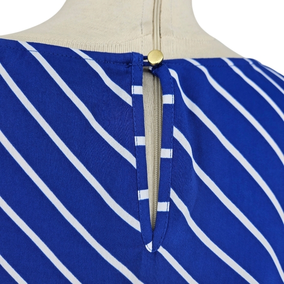 Liz Claiborne Shirt Blue Striped Sleeveless V Neck Ruched Tie Tank Top Blouse 4X - Picture 5 of 6